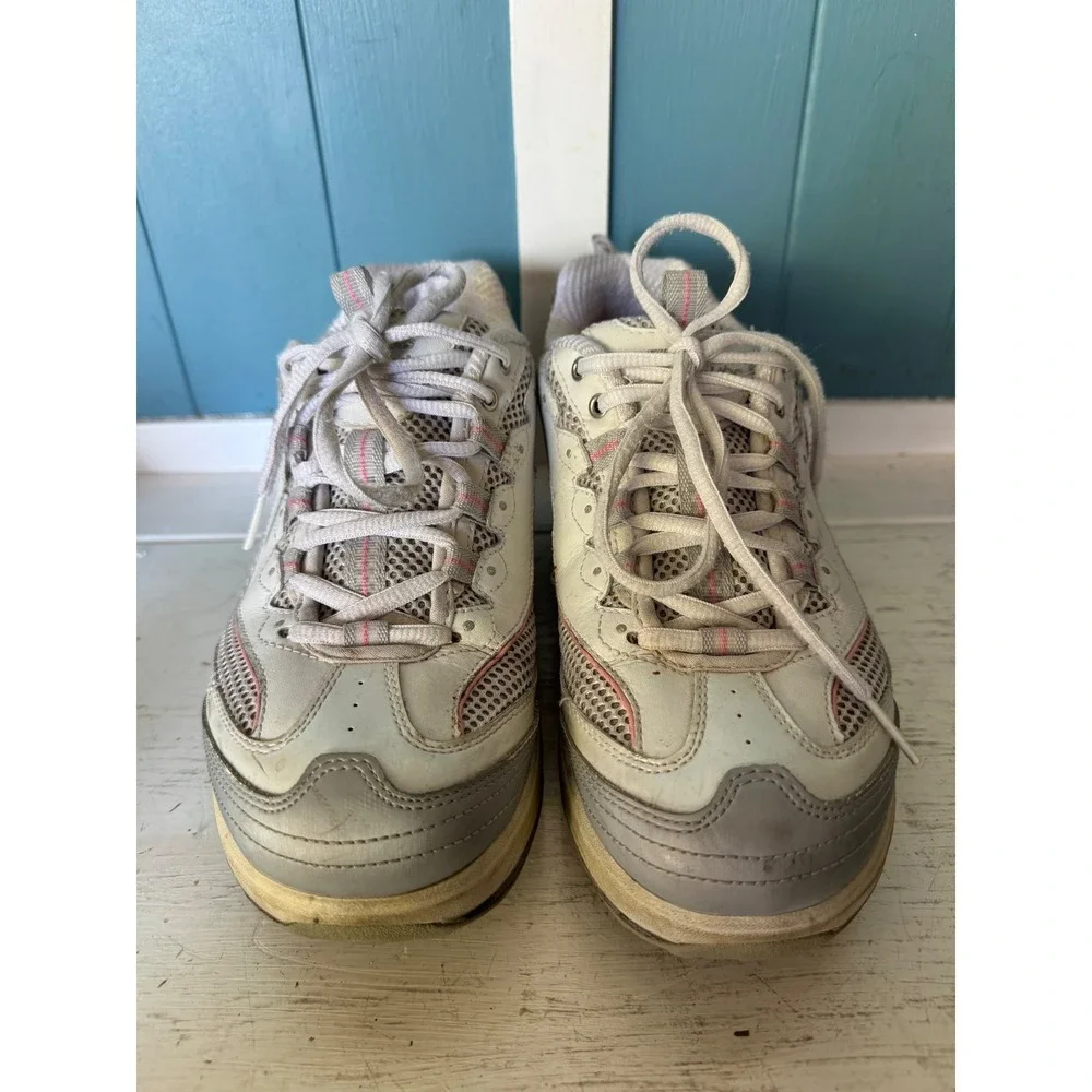 Skechers Shape-ups Women 8.5 White Silver Pink Rocker Bottom Sneakers 11803